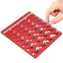 28 Hole Thread Inspector, Nut And Bolt Thread Inspector, Metric And Gauge, Thread Inspection Tool, Bolt And Nut Identification Gauge With Ruler - Red - View 1