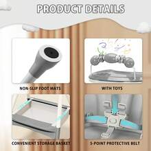 UBRAVOO 3-In-1 Baby High Chair Foldable Portable Baby Dining Chairs Eat & Play Convertible High Chair With Five-Point Snap Button,Double-Layer Dinner Plate And Toy Rack Christmas Gifts - Grey - View 5