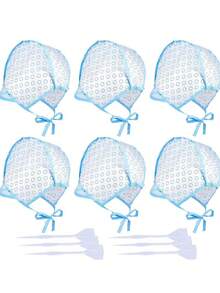 6件套染发帽（带挂钩），1个挑染挂钩，1个可重复使用的DIY染发帽，专业染发挑染帽