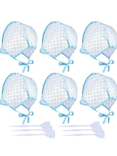 6件套染发帽（带挂钩），1个挑染挂钩，1个可重复使用的DIY染发帽，专业染发挑染帽