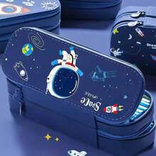 Large Capacity Cartoon Pencil Case Creative Double Layer PU Waterproof Stationery Box Student School Supplies - E - View 3