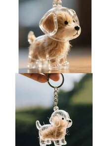 1pc Transparent Cute Dog Head Hair Storage Hanging Decor, Pet Hair Collection Box Golden Retriever Schnauzer Hair Keychain Memorial Collection Bag Keyring Pendant, Suitable For Halloween, Christmas Gifts
