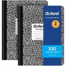 Cuadernos de composicin, 9 - 3/4x - 1/2 pulgadas, diarios escolares, papel de rayas anchas, cubiertas de mrmol negro, hojas por libro, paquete de 2 1002516 - Negro Mármol - Ver 1