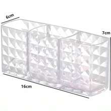 Diamond Brush Holder With 3 Compartments, Acrylic Desk Organizer For Makeup, Lipstick, Bathroom, Bedroom, Office, 16 X 6 X 7cm - 彩色 - 查看 6