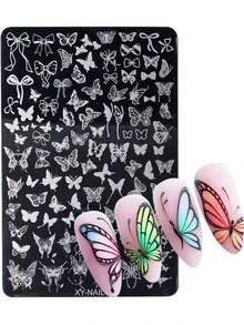 Cute Bow Pattern Nail Art Templates, Rose, Butterfly, And Leaf Nail Art Templates, Heart, Star, Moon, Lace, And Floral Print Nail Art Templates, Transfer Molds, Nail Art Tools, Nail Art Templates With Lace Bow And Ribbon Patterns, Used For Printing Patterns And Artistic Designs On Nails, Floral Garden Petal Nail Art Templates. - Multicolor - View 8