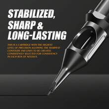 T-REX 20支/盒纹身墨盒针头，标准圆头衬线针，适用于纹身师和初学者，针尖精准，墨水容量大，亲肤设计