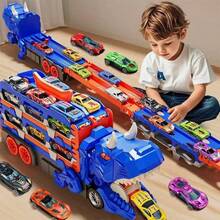 3-In-1 Transforming Dinosaur Car Toy With Foldable Storage Function, Upgraded Dinosaur Food Truck Toy, Dual Track Slide Dinosaur Truck, Best Back To School/Christmas Gift For Kids - Dinosaur Transport Vehicle - View 5