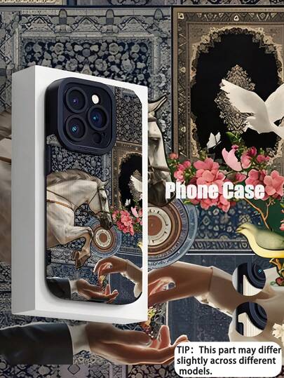 1 carcasă de telefon din piele ecologică, moale, cu model retro, personalizată, cu motive florale albastre și albe, cu dungi verticale, compatibilă cu și telefoane (17/17 Air/17 Pro/17 Pro Max)