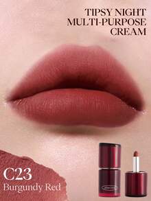JOOCYEE Tipsy Night Multi-Purpose Cream - Matte Lip & Cheek Tint, Eye Shadow, All-In-One Makeup, Smudge-Proof, Non-Drying, Nude Finish - C23 Burgundy Red - View 4