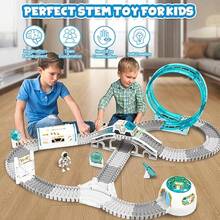 Pista de carreras de construccion juego de pistas de tren espacial 205 piezas juego de pistas flexibles para niños de 4 a 7 años con estacion de coche de astronauta para niños pequeños y niñas de 3 a 12 añosToque real, tren genial - Multicolor - Ver 7