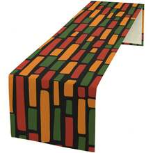 1PC African Table Runner,Traditional African Colorful Retro Patterns Table Cloth, Kitchen Dining Table Runnersk, Fireplace Decoration, Made Of Thick, Durable, And Wrinkle-Resistant Polyester Fabric, 13x72 Inch And 13x48 Inch,  Washable Table Cloth Dresser Scarves For Party Wedding Birthday Holiday - Đỏ châu Phi-5 - Xem 1