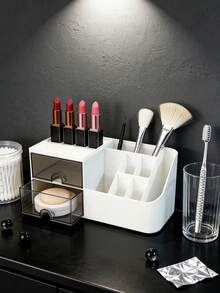 1pc Cosmetic Organizer With Drawer - Desk Storage Box, Large Capacity Drawer Organizer, Makeup Organizer, Desktop Storage Rack, Storage Aid, Back-To-School Season, School Supplies, Girl's Gift,Back To School - Multicolor - View 10