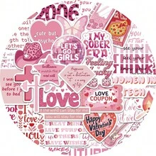 50pcs Pink Quotes Stickers, Decorate Phone Cases, Notebooks, Laptops, Water Cups, Waterproof Stickers - Multicolor - View 4
