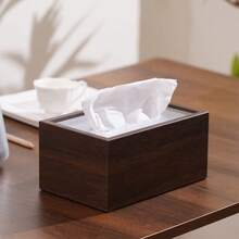 1 Stück Taschentuchbox in Walnussfarbe, Holzfarbene Papierbox für Wohnzimmer, Tischablage, Aufbewahrungsbox, Badezimmer, Heimdekoration, Taschentuchbehälter, Küchenausstattung - Verschiedenfarbig - Übersicht 8