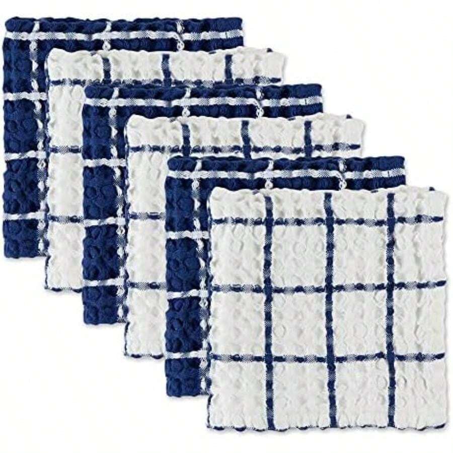 DII Washed Collection - Juego de Toallas de Cocina preencogidas Ultra absorbentes, 20 x 30 Pulgadas, , 2 Piezas(Dishcloth Set, 12x12" Azul náutico) - Multicolor - Ver 1