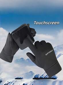 1 Pair Winter Thermal Lined Windproof Waterproof Anti-Slip Touchscreen Warm Gloves, Suitable For Outdoor Cycling, Driving, Autumn/Winter Accessories, Motorcycle Riding Equipment