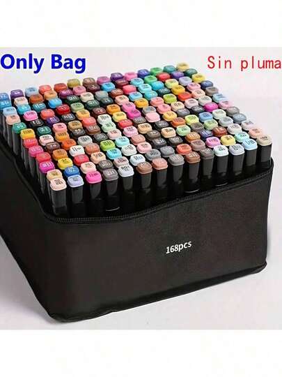 168pcs Marker Pen Set With Large Capacity Storage Box, Multifunctional Canvas Pen Holder And Portable Folding Pen Bag, Perfect Holiday Gift For Storing 168 Colored Pens,Pencil Case,Stationery