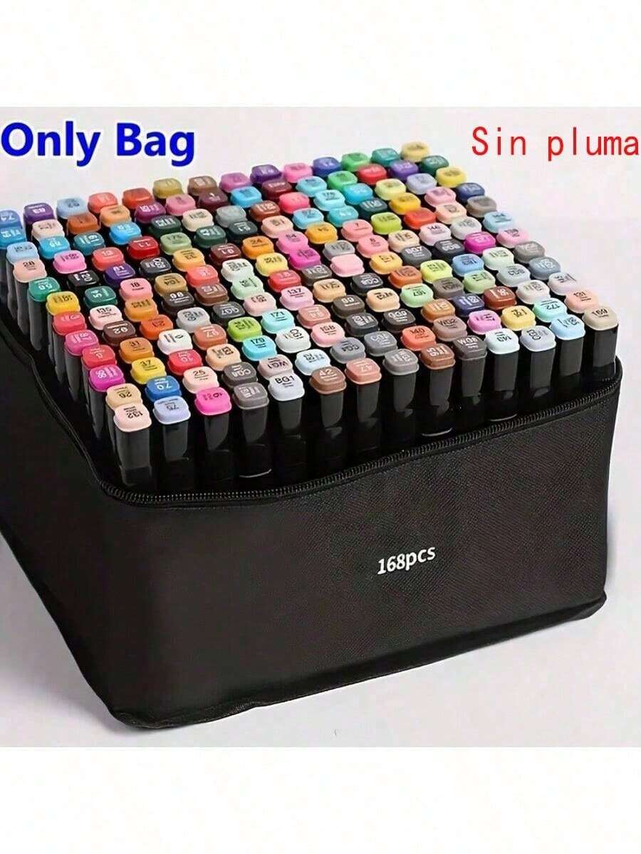 168pcs Marker Pen Set With Large Capacity Storage Box, Multifunctional Canvas Pen Holder And Portable Folding Pen Bag, Perfect Holiday Gift For Storing 168 Colored Pens,Pencil Case,Stationery - 168 Bags - View 1