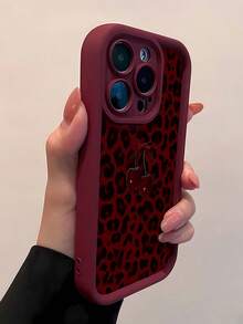 Estuche para teléfono con patrón de lazo de cereza Compatible con estuches para teléfonos   17  16 Pro Max  15 Pro Max  13 y  12 Estuche protector de TPU grueso Resistente al agua, a caídas y a rayones Un gran regalo para familiares, amigos, seres queridos, novios/novias y para Navidad - Burdeos - Ver 4