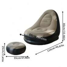 大型充气沙发，带脚踏，宽敞座椅，坐感舒适，高靠背提供舒适支撑，承重力强，适合各种体重和体型。