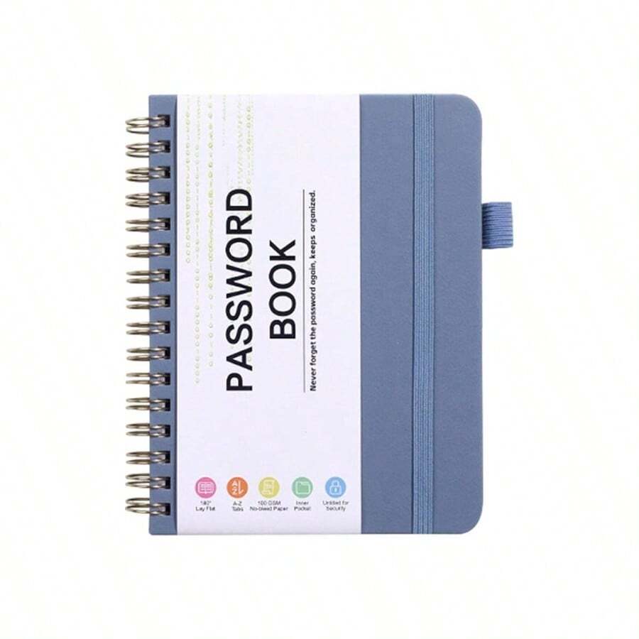 Libro de registro del organizador de direcciones de Internet, Libro de contraseas, Libretas de direcciones porttiles Libreta de contraseas del organizador de direcciones A6 compacto de fcil acces - Azul - Ver 1