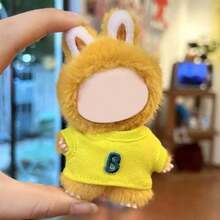 [Only Doll Clothes] Creative New 10cm Plush Doll 4th Generation Labobo Mini 4.0 Secret Code Mini Pendant Plush Doll Replacement, English Letter T-Shirt For Labubu