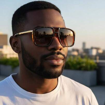 2026 New European & American Fashion Retro Double Bridge Casual High-End Men's Fashion Glasses, Brand