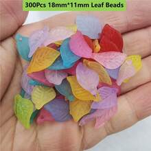 300Pcs 18*11mm Candy Color Acrylic DIY Jewelry Making Frosting Leaf Mini Pendant Jewelry Accessories - 300個18x11毫米樹葉珠 - 查看 3