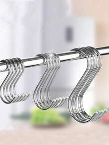 5 Packs S-Shaped Hooks, Heavy-Duty Stainless Steel Hooks, Kitchen Hooks, Home-Use S-Shaped Metal Steel Pipe Hooks. Versatile For Hanging Clothes, Kitchen Utensils, Tableware, Plants, Towels, Gardening Tools, Wall Picture Frames, Self-Adhesive Wall Hooks, Hooks, Wall Hooks, Bathroom, Towel Racks, Hooks, Wall Hooks, Door Hooks - Thickened Hook - View 9