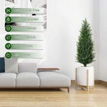 3FT Artificial Cedar Topiary Trees With Ground Spike, UV Resistant Fake Evergreen Bushes Shrubs Trees Artificial Plants Realistic Faux Cypress Plants For Indoor Outdoor Front Porch Garden - Multicolor - View 6