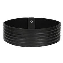 1件女士松紧腰阔腿连衣裙，配复古时尚腰带，服装配饰 - 黑色 - 查看 6