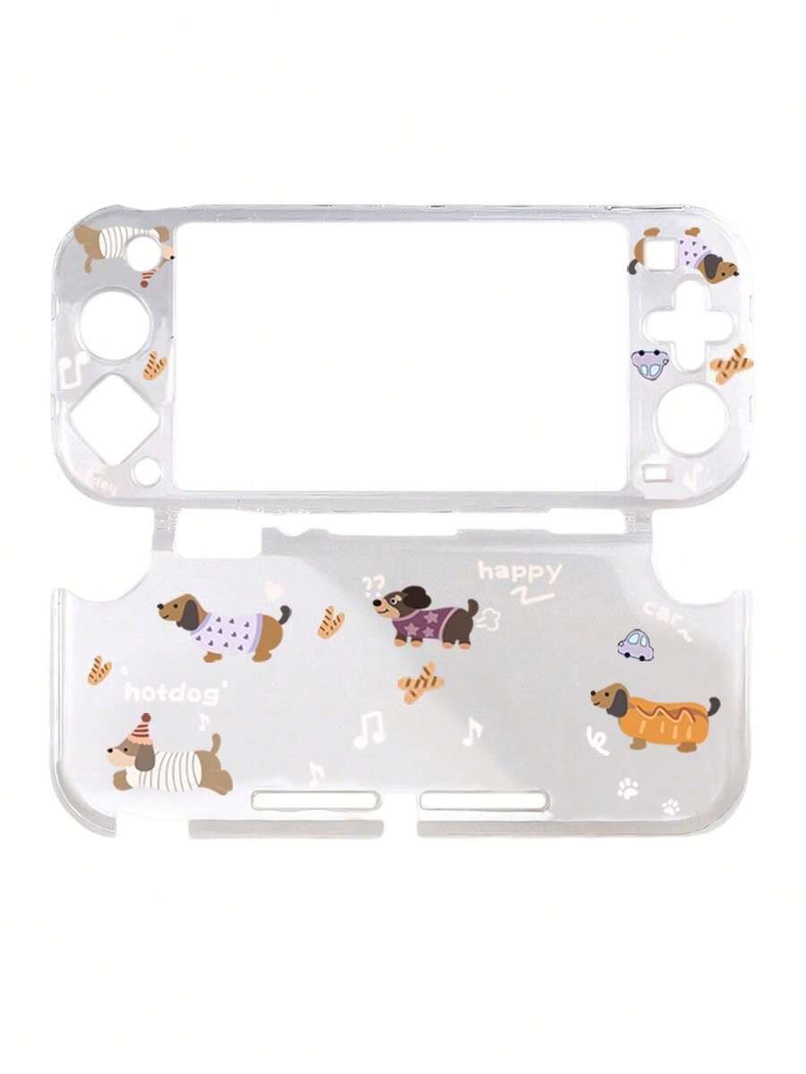 1pc Crystal Protective Case For Nintendo Switch Lite, Animal Crossing Cat Paw & Sausage Dog Pattern - Multicolor - View 1