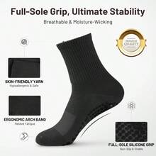 6 Pairs Pilates Socks with Grips Women - Non Slip, Crew Yoga Socks Pilates, Ballet Barre Workouts, Gifts - negro - - Ver 6