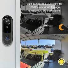 RAKEBLUE Timbre inalámbrico con cámara y video, con almacenamiento en la nube/SD de 32 GB, alerta, visión nocturna, detección de movimiento, timbre interior y audio bidireccional. - Negro - Ver 5