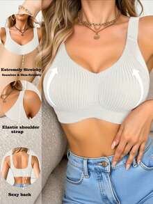 4-Piece Plus Size Bra, Seamless Breathable Wireless Sports Bra For Women - Full Coverage Design, Anti-Slip Material, With Lifting And Support Functions, Comfortable To Wear, Ribbed Details, Made Of Nylon And Elastic Fiber Blend, Hand Wash. Elegant Solid Color Design.Plus Size Lingerie - Nhiều màu - Xem 4