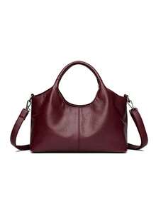 Fashionable Solid Color Retro Large Capacity Shoulder Bag, Simple Daily Versatile Multi-Functional Casual Crossbody Bag, Niche Design Temperament Handbag, Suitable For Shopping, Commuting, Work, Daily Outings, Gatherings - Burgundy - View 6