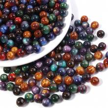 50pcs/Pack Dark Tone Iridescent Starry Sky Tie Dye Beads, 8mm Faux Tiger Eye Round Beads, DIY Bracelet Necklace Jewelry Making Dark Color Beads - Dark Starry Sky Beads - View 6