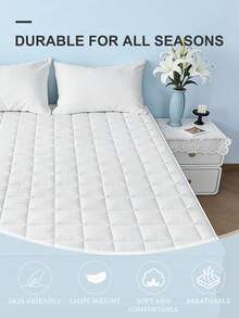 1件加厚绗缝床垫保护套 - 防水，适用于5.9-9英寸厚床垫，不含枕套，防尘，可机洗，适用于单人床/双人床/大号床，是节日礼物、房间装饰、卧室装饰的理想之选，白色 - 白色 - 查看 5