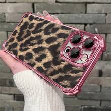 1pcs Leopard Print Phone Case Compatible with Apple Phone17ProMax 16 15 14Plus 11 12 13 ProMax, Antidrop Phone Case, Camera Protection Phone Case, Vintage, Personality, Fashion, Stunning, You Can Give It To Yourself or Can Be Given To Friends - Rosa - Ver 5