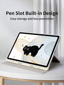 Funda protectora ultra delgada y giratoria, compatible con Samsung Galaxy Tab S9 FE+ S9+ 12.4 pulgadas S9 S9FE A8 S7+ S8+ S7FE S7 S8 S6lite, con diseño de ranura para lápiz, cubierta protectora a prueba de golpes, cubierta trasera transparente - Planeta Gato Negro - Ver 5