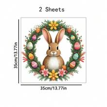 1个/2个可爱花环和复活节兔子窗贴，双面透明静电玻璃贴纸，适用于卧室、客厅、玄关墙面装饰，复活节主题 - 彩色 - 查看 9