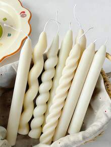 1 pieza Molde de silicona para vela larga a rayas - Diseño de columna a rayas con varilla larga roscada, adecuado para velas DIY, jabón hecho a mano y producción de artesanía, molde para vela de aromaterapia | Diseño de vela artístico | Molde de patrón exquisito, molde de vela de silicona - Blanco - Ver 5