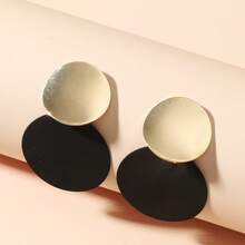 Round Drop Earrings - Black - View 6