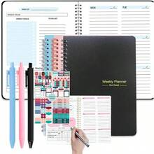 3pcs Agenda Semanal Sin Fecha, Cuaderno de Espiral A5, Notas Semanales para la Rutina Laboral. Libreta Ejecutiva para Universidad, Oficina y Agenda Personal. 3 Pieces - 3 piezas - Ver 2
