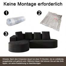 Vollkomprimiertes knochenloses Sofa,Modulares Kombinationssofa (L-Liegestühle), modernes Cloud-Kombinationssofa (Tiefsitze), Schwammkompressionssofa (ohne Montage) - Noir - Voir 4