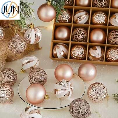 Jt24 - hag156 decoraciones del día de Navidad fiesta de bolas de colores, juego de cajas de regalo, colgante de árbol de Navidad (envío aleatorio)