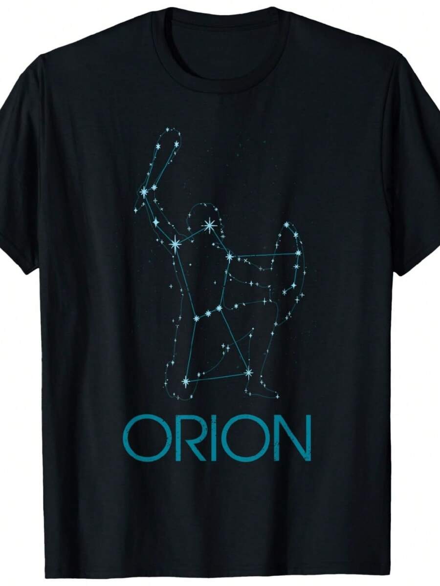 Star Gazing - Orion - Constellation - Astronomer - Space T-Shirt1 - 黑色 - 查看 1