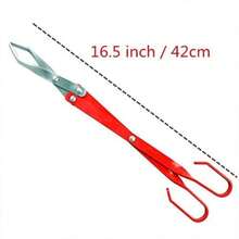 16.5 Aluminum Scissor Tongs Grill Tongs for Camping BBQ Tongs Long Reach Lightweight Sturdy Barbecue Tong Durable Never Rust use Charcoal Meat Steak Oven Lifetime Satisfaction Guarantee - Rojo - Ver 2