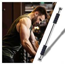 Klimmzugstange, Türreck, verstellbar von 62 cm bis 100 cm, ohne Schrauben montierbar, rutschfest, sicherer Halt, Schaumstoffgriffe(Blau) - Schwarz und blau - Übersicht 3