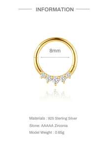 EleRunis 1PC 925 Sterling Silver Asymmetric Tassel Flat Back Cartilage Helix Piercing Fine Jewelry For Daily Wear Wedding Party Engagement Anniversary Valentine's Day - Gold - View 11